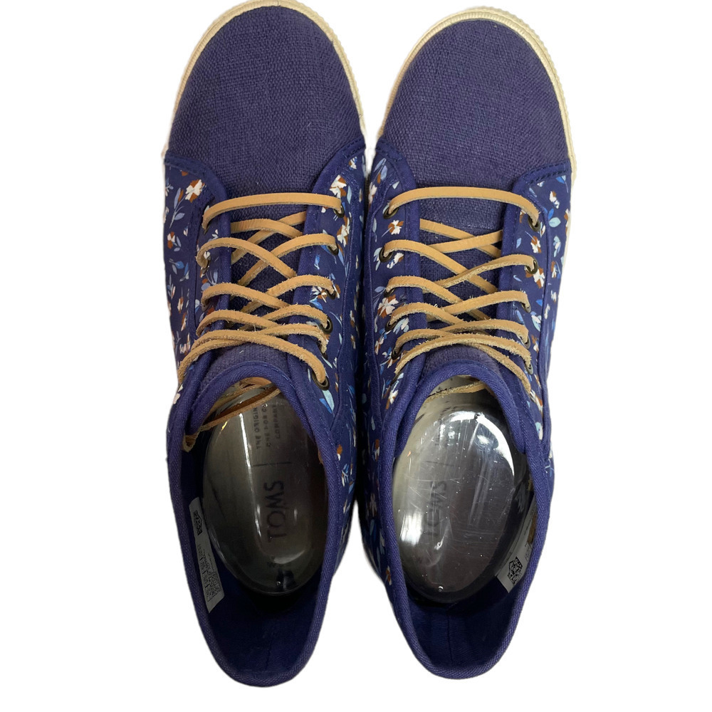 TOMS Deep Cobalt Floral Camarillo Hi-Top Sneaker Women’s Size 8.5 - Picture 4 of 11